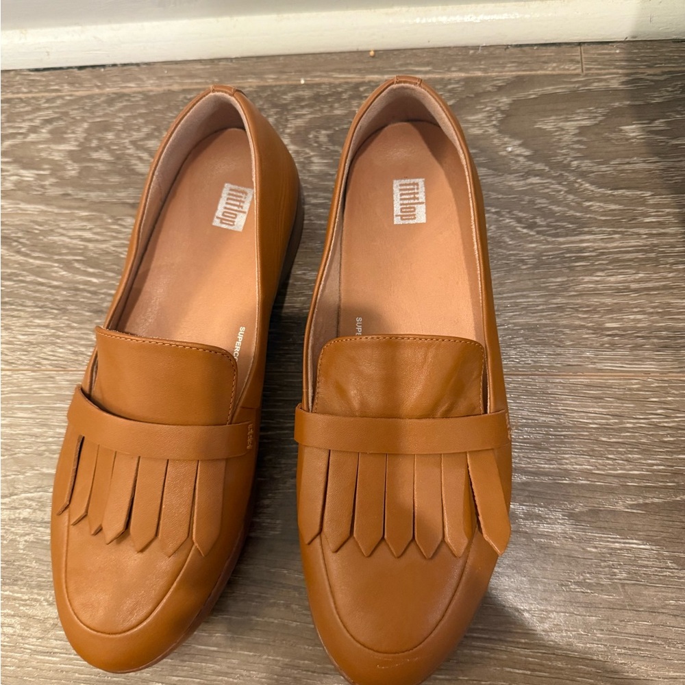 Fitflop Brown Loafers with Fringe Detail